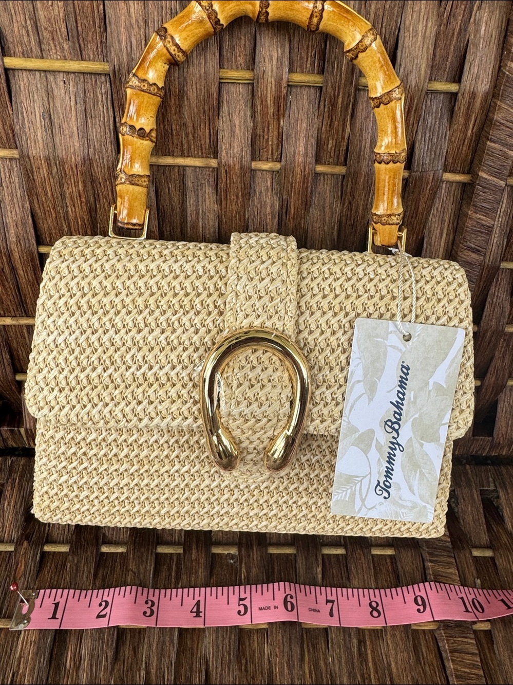 Tommy Bahama Natural Woven Straw/Raffia Handbag - Picture 11 of 12